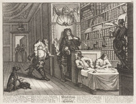 KG 14990
<br/>
Hudibras and the lawyer uit de prentenserie Illustrations for Samuel Butler's 'Hudibras'
<br/>
<em>Hogarth, William (1697 - 1764)</em>
